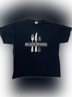 Fruit of the Loom Black T-Shirt with White Cutlery Graphic